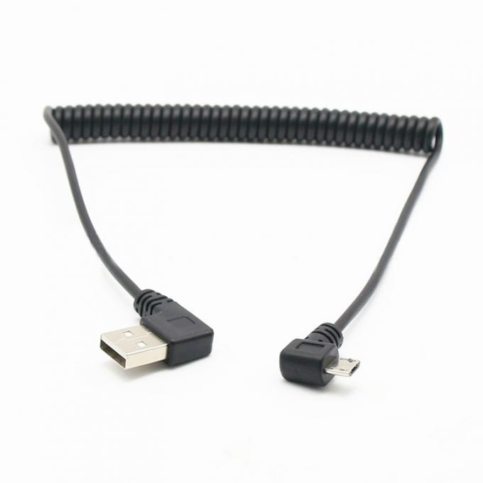 CUSTOM 1M Ángulo recto de 90 grados USB A macho a micro b macho cable USB enrollado por resorte 4