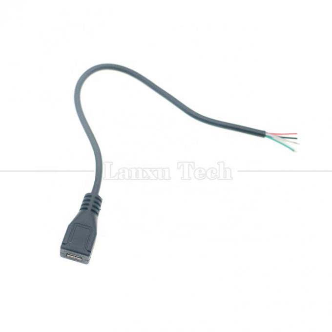 Carga de datos de OEM Micro b 5 PIN USB Hombre Hembra para abrir 2 4 núcleos Cables desnudos Pigtail 4