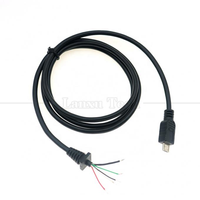 Carga de datos personalizada Micro USB blindado para abrir cable de cargador de energía de cola de cerdo 0