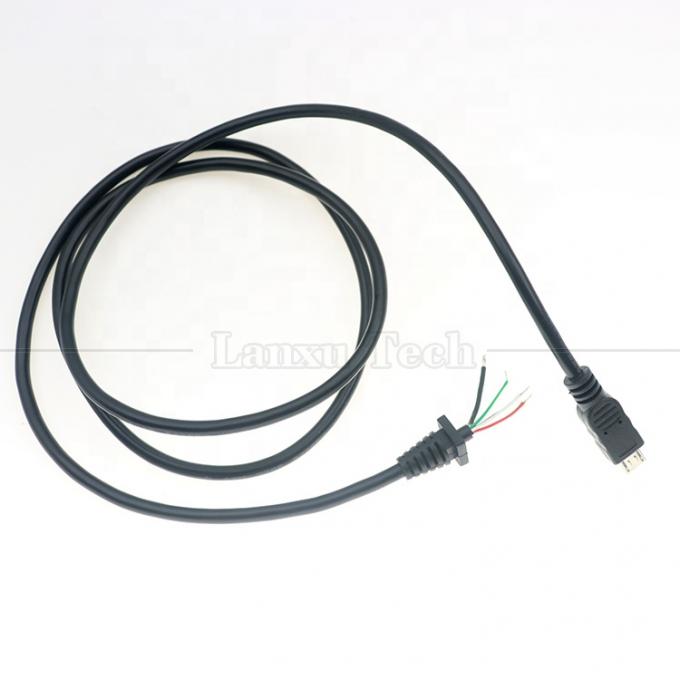Carga de datos personalizada Micro USB blindado para abrir cable de cargador de energía de cola de cerdo 3