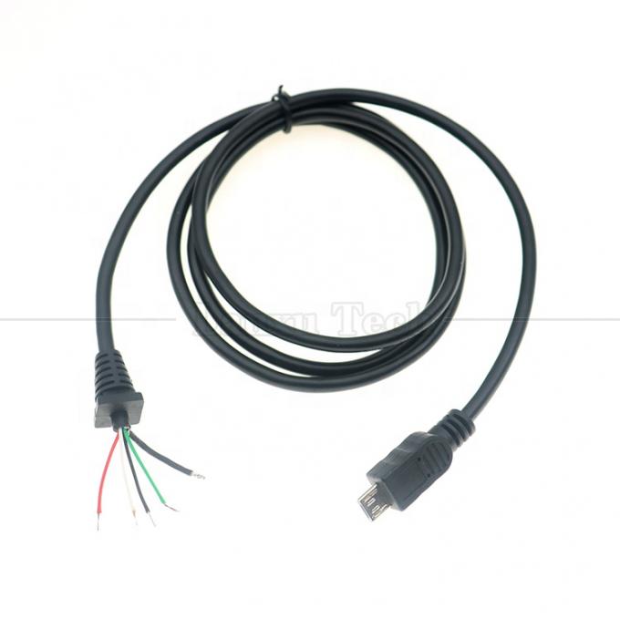 Carga de datos personalizada Micro USB blindado para abrir cable de cargador de energía de cola de cerdo 4