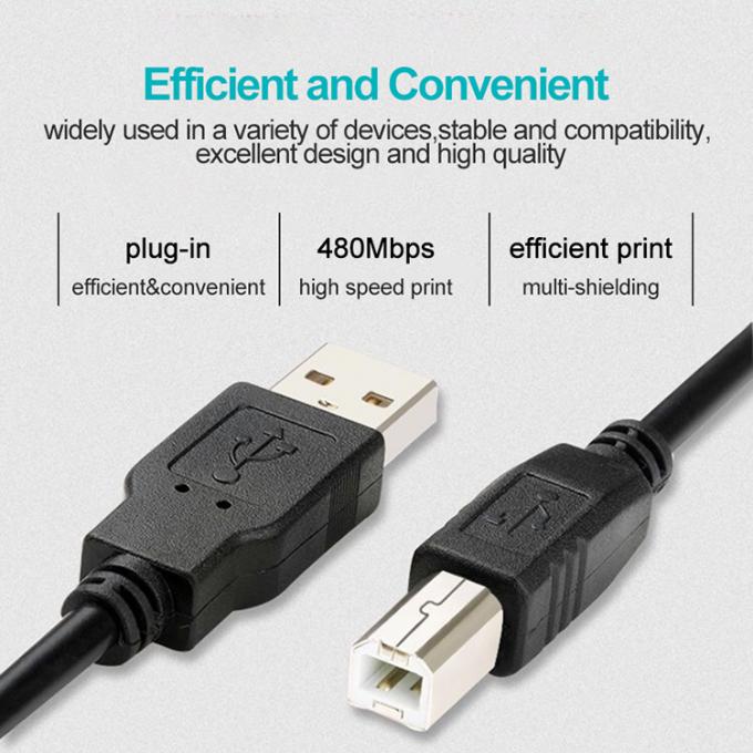 Carga de datos de alta velocidad 1M Tipo A macho a B macho Cable USB 2.0 para escáner de impresora 4