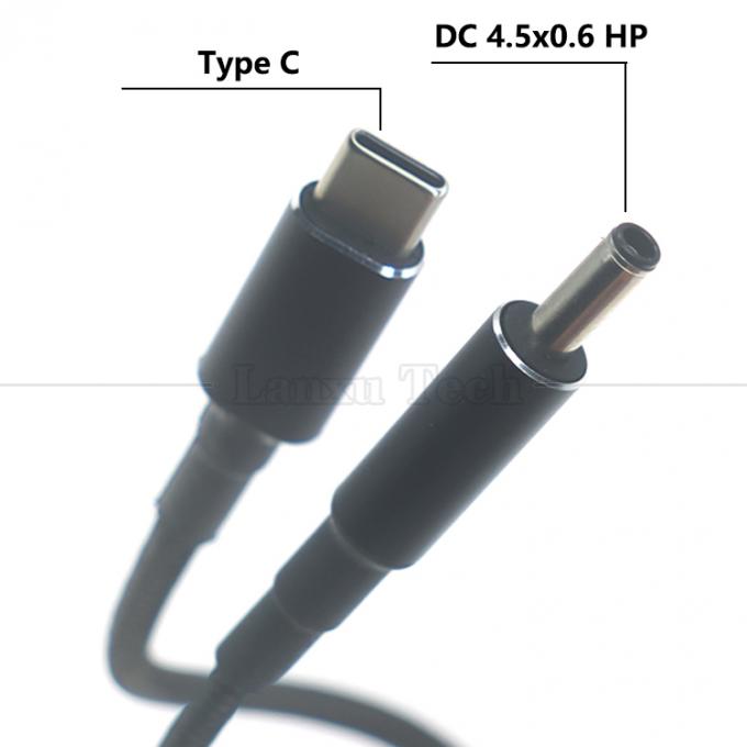 Nylon trenzado 100W 20V 5A PD Tipo C a DC 4.5x3.0 7.4x0.6 Cable de carga de adaptador para HP Dell Lenovo Asus Acer Samsung Laptop 1
