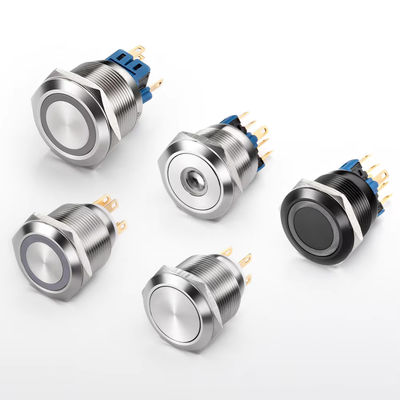 comprar 12mm 16mm 19mm 22mm 25mm 28mm 30mm 40mm Botón de empuje Conmutador de bloqueo Momentáneo Iluminado Botón a prueba de agua online manufacture