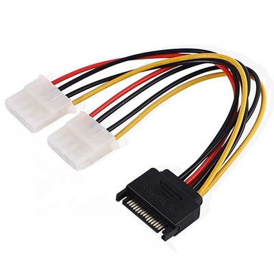 comprar Sata 15 Pin Hombre a doble Molex 4 Pin Lp4 IDE Hombre Disco duro de energía Y adaptador Cable de conversión para HDD SSD online manufacture