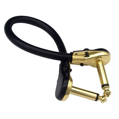 comprar Corto ángulo derecho dorado mono TS Jack Instrument Guitar Patch Cable para efectos de guitarra tablero de pedal online manufacture