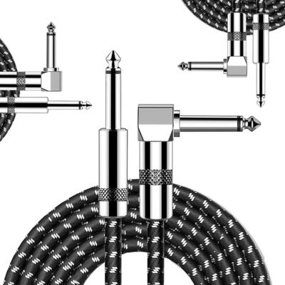 comprar OEM 1M 1/4 Inch 6.35mm TS Accesorios de instrumentos con ángulo recto Amplificador de bajo Pedal Guitarra Jack Patch Cable online manufacture