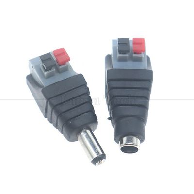 comprar Presione el botón sin soldadura DC 5.5 * 2.1mm macho Jack femenino a 2p Conexión de cable de conector de cable Adaptador de alimentación para cámara de tira LED online manufacture