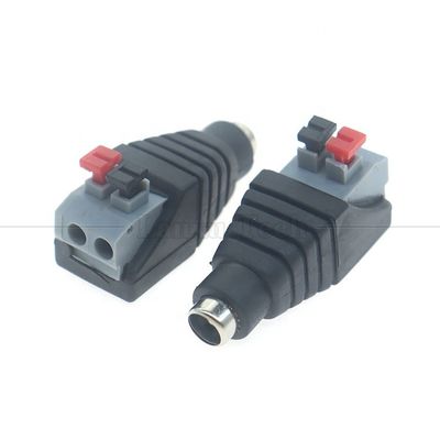 comprar Botón de presión sin soldadura DC 5.5 * 2.1mm macho Jack de barril femenino a 2p Conector de cable de alambre para cámara de tira LED online manufacture