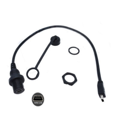 comprar Mini USB macho a Micro USB hembra cable de extensión a prueba de agua con panel de montaje de descarga para automóvil camión barco computadora de motocicleta online manufacture
