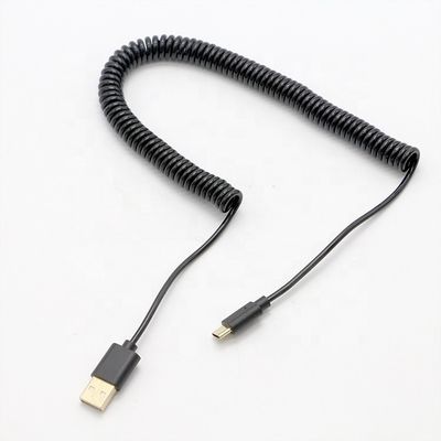 comprar Cable de extensión del cargador USB tipo C a USB de carga rápida de resorte negro personalizado online manufacture