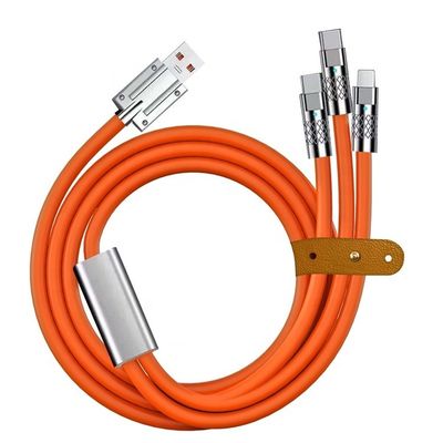 comprar Carga súper rápida 120w 6A Silicón líquido 3 en 1 Multi conectores Micro Tipo C Cable de cargador de datos USB para teléfono móvil online manufacture