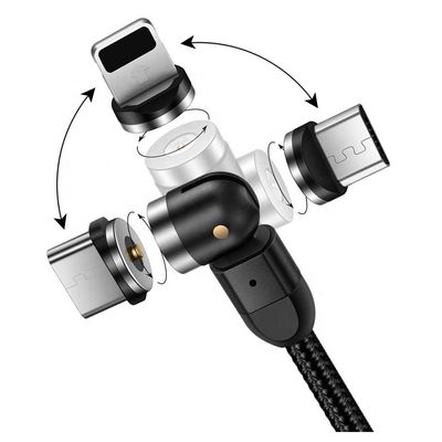 comprar Cargador rápido Accesorios para teléfonos 540 grados Rotación 3 en 1 Micro Tipo C Cable de carga de datos USB magnético online manufacture