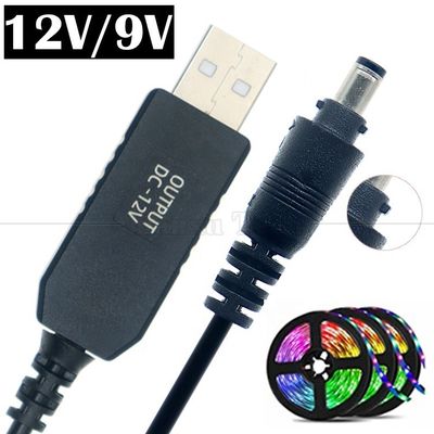 comprar Alta calidad de 5V USB a 12V salida DC 5.5x2.1mm bloqueo Conector de refuerzo Configurar el cable de alimentación USB para lámparas de la tira de led online manufacture