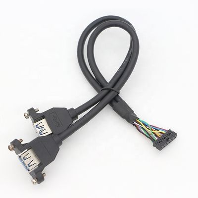 comprar Cable de montaje de panel femenino de tipo A USB 3.0 con doble perno de bloqueo de tornillo online manufacture
