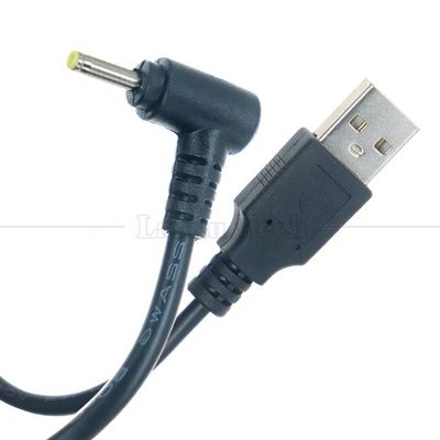 comprar Ángulo recto de 90 grados Negro Blanco 24AWG 2A Corriente de carga 1m USB a 2.5x0.7mm Cable de carga de CC online manufacture