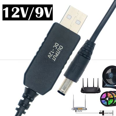comprar Múltiples funciones 5V USB a 12V 9V DC 5.5x2.1mm Boost Configurar el convertidor de energía Cable USB para Wifi Router Lámpara de altavoz online manufacture
