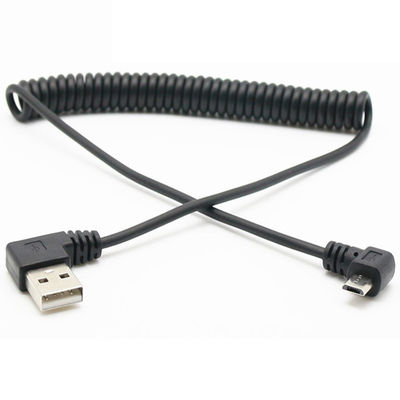 comprar CUSTOM 1M Ángulo recto de 90 grados USB A macho a micro b macho cable USB enrollado por resorte online manufacture
