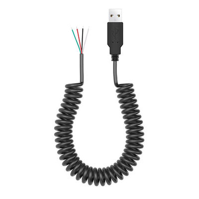 Cable de resorte enrollado USB para abrir 4 cables enlatados desnudos