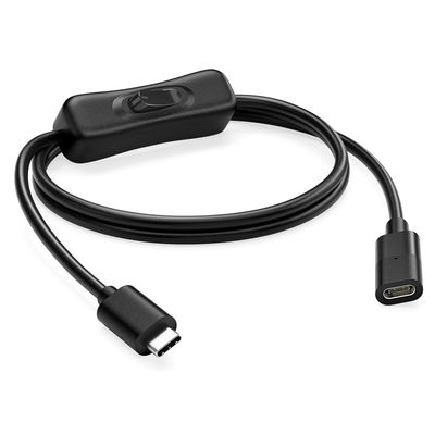 Hombre a mujer USB Tipo C a C Interruptor de carga de datos Cable de extensión de carga para teléfono de lámpara LED Raspberry Pi