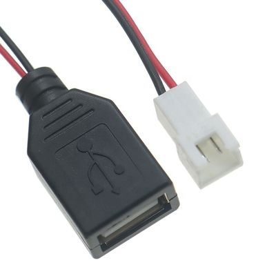 USB Tipo A Femenino a JST XH 2.54 Pitch 2 Pin Femenino el cable de toma de corriente