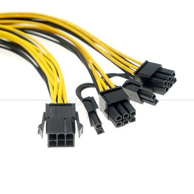 18AWG Pure Cooper Splitter 6 PIN Femenino a doble 8 PIN 6 + 2 Hombre PCI Express Cable PCIe para tarjetas gráficas GPU