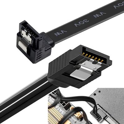 Alta velocidad 6Gbps bloqueo de llave ángulo derecho Sata III 3.0 cable de extensión de energía para disco duro