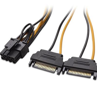 Splitter 8 Pin PCIe Express macho a doble 15 pin Adaptador de energía Sata ATX cable