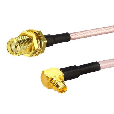 RG316 90 grados ángulo derecho MMCX macho a SMA mujer antena cola de cerdo RF cable coaxial