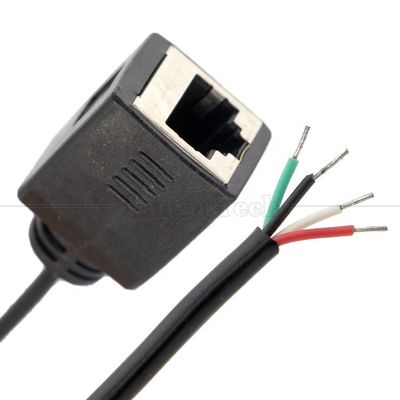 Conector RJ45 femenino para abrir soldadura enlatada de 4 cables cables de cola de cerdo de extremo desnudo