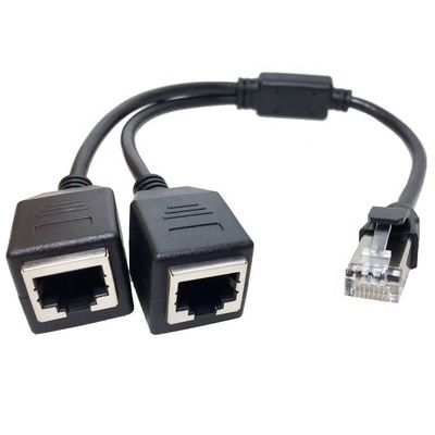 1 Hombre a 2 Vías Femeninas Puerto de enchufe RJ45 interfaz Cat5 Lan Red Ethernet Splitter Y Adaptador de cable