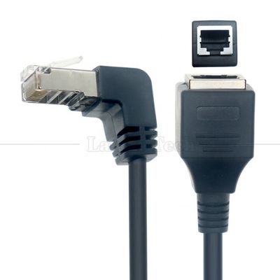 OEM STP UTP 90 grados ángulo derecho RJ45 8P8C macho a RJ45 mujer Socket Cat5e cable Ethernet