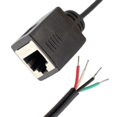 Ensamblaje personalizado Socket femenino RJ45 para abrir soldadura enlatada 4 cables cables de cola de cerdo de extremo desnudo