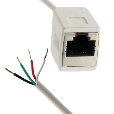 Personalización Blanco Femenino RJ45 Enchufe para abrir soldadura enlatada 4 cables cables de cola de cerdo de extremo desnudo