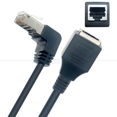 Ángulo de 90 grados RJ45 macho a RJ45 hembra Socket Cat5e Ethernet LAN cable