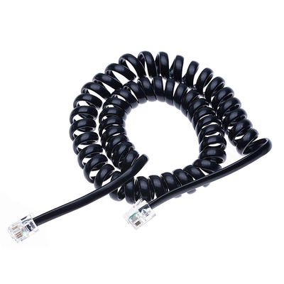 OEM Muelle en espiral 1m 2m 3m RJ9 4P4C RJ11 Negro Blanco Espiral Flat Cat3 Cable telefónico ADSL