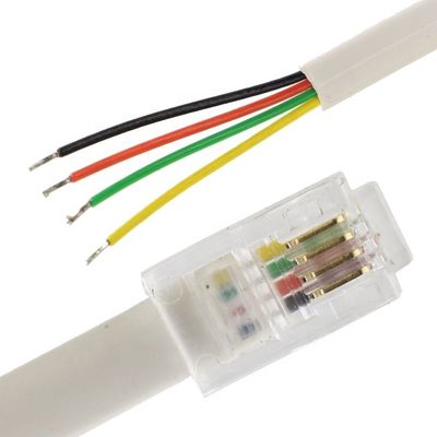 OEM 1m Blanco Negro RJ9 RJ11 Hombre 4p4c a cable abierto de alambre despojado