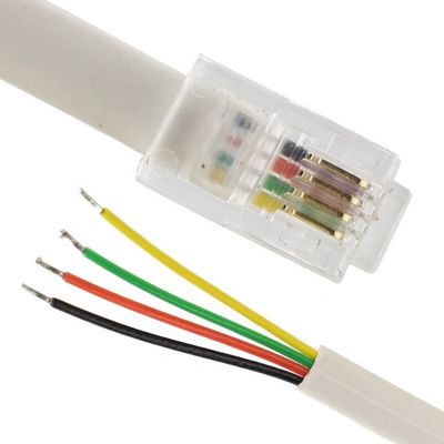 OEM 1m 2m 3m Blanco RJ9 RJ11 Hombre 4p4c a cable de extremo abierto de alambre de lata despojado