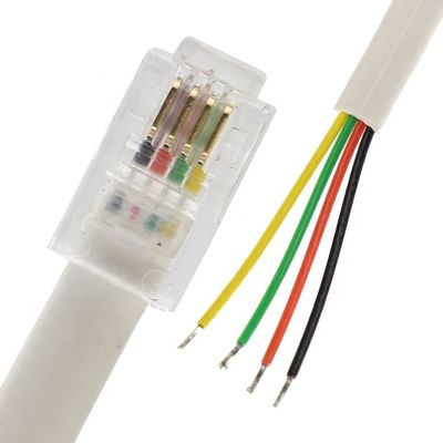 Personalizado 1m 2m 3m RJ9 RJ11 Hombre 4p4c para el cable de extremo abierto de alambre de lata despojado