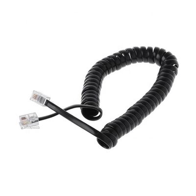 RJ9 4P4C RJ11 espirales blancos negros y planos Cat3 cable telefónico ADSL