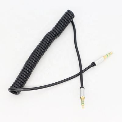 CUSTOM 1M 2M 3M bobina de resorte espiral macho a macho 3,5 mm Jack Stereo Aux cable de audio