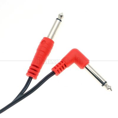 Ángulo recto de 90 grados hacia la recta 6.35mm TS Jack Cable de audio estéreo para Gui tar Pedal