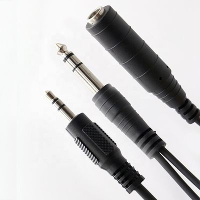 1M 2M 3M Y Splitter Hombre a Mujer 6.35mm 3.5mm TRS Micrófono Jack estéreo cable de audio