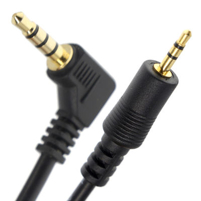 Cable de conexión de audio con tres polos y ángulo derecho de 2.5 mm TRS a 3.5 mm Mono TRRS Aux