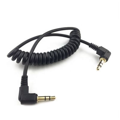 OEM Enrollado 1m Hombre a Hombre 90 grados ángulo derecho 3.5mm TRS cable de conexión de audio estéreo