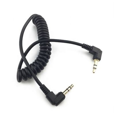 Mujer de resorte en espiral a hombre 90 grados ángulo derecho 3,5 mm Jack a 3,5 mm Jack TRS cable de audio estéreo