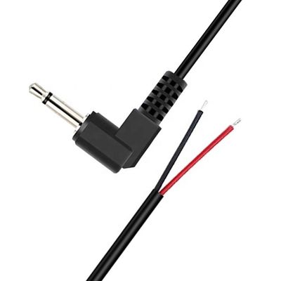 Ángulo recto de 90 grados 2 polos TS 3.5mm Jack de audio estéreo a cola de cerdo despojado Cables de extremo de alambre desnudo enlatado