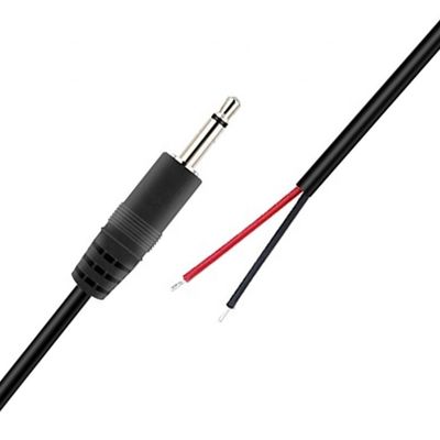 Custom 2 Polos TS 3.5mm Stereo Audio Mono Jack Plug masculino a la cola de cerdo desnudo enlatado cable de extremo de alambre desnudo
