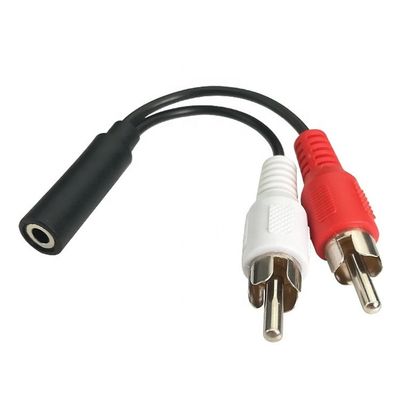 Splitter Femenino 3.5mm Aux Audio Jack a 2 RCA Hombre AV Cable para altavoz
