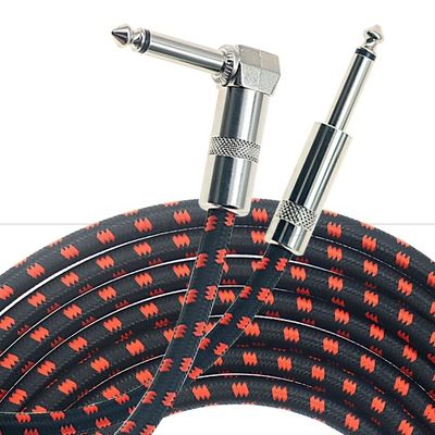 1m 3m 5m 1/4 6.35mm Mono TS Jack Plomo Trenzado Accesorio de Guitarra Eléctrica Parche Amplificador de Efecto Amplificador Cable de Instrumento